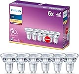 Philips LED Classic GU10 Lampen 6-er Pack (50 W), Reflektor LED Spots mit warmweißem Licht,...