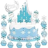 45-teiliges Set mit Schneeflocken-Prinzessinnen-Schloss-Geburtstagstorten-Dekorationen,...