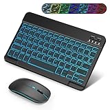 SOPPY Bluetooth Tastatur & Maus mit Hintergrundbeleuchtung,Tragbare wiederaufladbare kabellose...