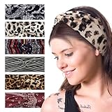 EOAMGO Haarband Damen, 6er Pack, 6 verschiedene Muster, Polyester und Elasthan, 10 cm (für die...