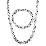 Jewow Edelstahl 8mm Breite Halskette und Armkette Set für Herren