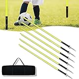 HENGMEI Slalomstangen Fussball, Fußball Trainingsset, Set aus 6 Sprunghafte Agilität Stangen,...