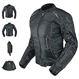 A-Pro Oxford Jacke Damen Textil Protektoren Thermoweste Motorrad Wasserdicht Schwarz L