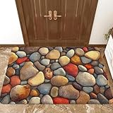 3D Natürliche Kieselmuster-Matte, Polyestergewebe, maschinenwaschbar, perfekt für Balkon,...