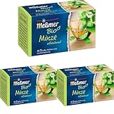 Meßmer Bio Minze | erfrischend | 18 Teebeutel | Vegan | Glutenfrei | Laktosefrei (Packung mit 3)