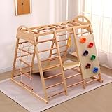 DHMYDPDZ 7 in 1 Kinder Holz Klettergerüst Indoor und Outdoor,Kletterspielzeug Set,Ausgestattet mit...