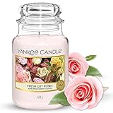 Yankee Candle Duftkerze im Glas (groß) – Fresh Cut Roses – Kerze mit langer Brenndauer bis zu...