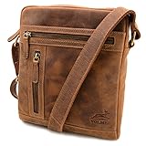 Fa.Volmer® Ledertasche | Tasche aus 100% echtem Leder für Herren und Damen | Schultertasche...