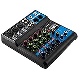 5 Kanal Stereo Sound Mischkonsole Mini Audio DJ Mixer Digital Mischpult mit Bluetooth USB 48V...
