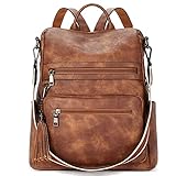 WESTBRONCO Leder Rucksack Damen Freizeitrucksack Reise Handtasche 2 in 1 Schultertasche Casual...