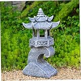 AZIDWERYQ Japanische Pagodenstatuen, Kunstharz-Solar-Pagodenlaterne, 10,2 x 15,2 x 33 cm, dekorative...
