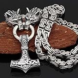 Serired Viking Thors Hammer Halskette, Herren Edelstahl Nordische Mythologie Mjolnir Anhänger...