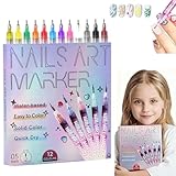 12 Farben 3D Nagellack Stift Set, Nail Art Marker Kinder Nagellack, DIY Linie Nagelkunst Graffiti 3D...