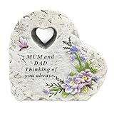 Angraves Grabschild mit Aufschrift 'Special Mum and Dad', Herz, Blume, Libelle, Grabschmuck,...