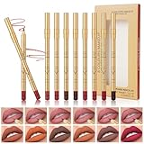 LOPHE Lip Liner Set, 8 Stück Wasserfester Lippenkonturenstift mit Mattes Finish, Lipliner...
