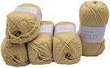 5 x 100 g Ilkadim Export Gold Glitzerwolle, Effektwolle einfarbig, 500 Gramm Metallic - Wolle uni...