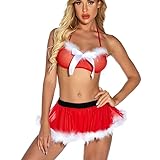 GIVTULIP Weihnachts Dessous Set Damen Christmas Cosplay Reizwäsche Babydoll Lingerie Sexy Spitzen...