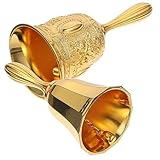 WEKADRIN 2 Stück Vintage Handglocke aus Kupferlegierung Stabile Tischklingel mit Klarem für...