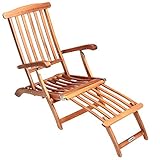 Casaria® Sonnenliege klappbar wetterfest Holz FSC® Akazie Fußstütze abnehmbar Rückenlehne 4fach...