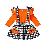 HAPPYMA Thanksgiving Outfits Kleinkind Baby Mädchen Röcke Sets Rüschen Top Türkei Punkt Overalls...