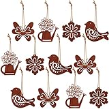 12 Stück Vintage Hängedeko Rost Metall Gartendeko Ostern Metallanhänger Deko Vogel Blumen...