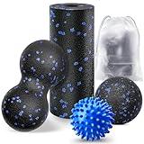 Eurtes 4 Stück Faszienball Set, Kleiner Faszienrolle, 7cm Igelball und Duoball Massageball...