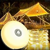 Camping Lichterkette Aufrollbar,10M 3-in-1 Tragbare Wiederaufladbare LED Lichterkette...