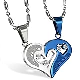 JewelryWe Valentinstag Schmuck 2PCS Paare Halskette Partnerketten Freundschaftsketten...