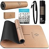 KESSER® Yogamatte Kork Inkl. Tragegurt Tasche & Yoga-Block Gymnastikmatte, rutschfest Matte aus...