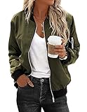 Zeagoo Bomberjacke Damen Langarm Blouson College Jacke Leicht Übergangsjacke Fliegerjacke mit 2...