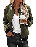 Zeagoo Bomberjacke Damen Langarm Blouson College Jacke Leicht Übergangsjacke Fliegerjacke mit 2...