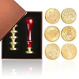Kesote Siegelstempel Set 6 Stück Wachs Stempel Siegel Rose mit Gravur Blume Vintage Deko