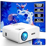 Beamer,15000 Lumen Full HD 1080P Beamer 4K Heimkino Unterstützt, 5G WiFi Bluetooth Beamer Mini LED...