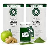 Hansegrün - 2x Bio Grüne Darm Shots (100 Stk.) - Superfood-Pulver mit Gerstengras - Vegane Greens...