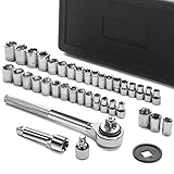 Stark SAE/Metric 40-teiliges SAE und metrisches Steckschlüssel-Set, 1/4-Zoll- und 3/8-Zoll-Antrieb,...