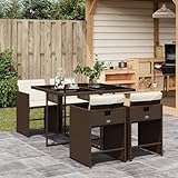 qohoio 5-TLG. Garten-Essgruppe mit Kissen GartenmöBel Set Garden Furniture Gartenset Tisch Und...