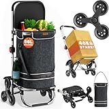 MONZANA® 3in1 Einkaufstrolley 56 L klappbar abnehmbare Tasche 6 Rollen Tragegurt Treppensteiger...