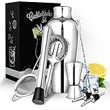 Vezato Cocktail Shaker Set aus Edelstahl 750 ml - Hochwertiges Barkeeper Set - Spülmaschinen...