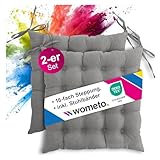 wometo 2er Set Sitzkissen Stuhl 40x40 Oeko-TEX - grau Mittelgrau Sitzpolster Stuhlkissen mit...