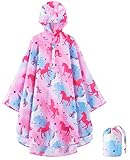 WAWSAM Kinder Regenjacke Wasserdichter Kleinkind Regenponcho mit Kapuze Einhorn Regenbekleidung...
