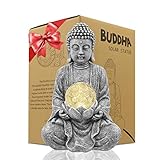 Yeomoo Meditation Buddha Figur Gartendeko für Draußen – Zen Buddha Deko Groß mit Solarlampe...