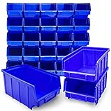 26x Stapelboxen Größe 3 Werkstatt Garage Keller Sichtlagerboxen 248x145x127mm Lagerboxen blau...