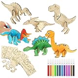 tiopeia 24 Stück Dinosaurier Holz Bastelset für Kinder Drachen Geburtstag,3D Puzzle Holz zum...