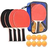 Xpieoyrm 2-teiliges Tischtennisschläger Set, 4 Tischtennis-Schläger, 8 Tischtennis-Bälle und...