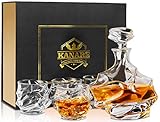 KANARS Whisky Karaffe und Gläser Set, Whiskey Dekanter 750 ml mit 4×320 ml Gläsern, Kristallglas...