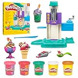 Play-Doh Bunte Regenbogen Eismaschine, 2 x 56g einfarbig & 3 x 56g zweifarbig, Spielküchen-Set mit...