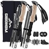 GIBOHOM Wanderstöcke Faltbar 105-125 cm 7075 Aluminium, 2 Nordic Walking Stöcke mit...