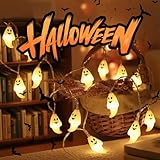 VGE Geister-LED-Lichterkette für Halloween | 20 LED-Batteriebetriebene Deko Lichterkette (3m,...
