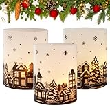 BETESSIN 12Pcs Windlicht Tischdeko Weihnachten Deko Mini Tischlichter Christmas Kerzen Deko Häuser...