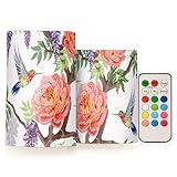 ZRWLUCKY Schöne flammenlose Kerzen mit Blumenmotiv, Vogel und Blumenmuster, flackernde,...